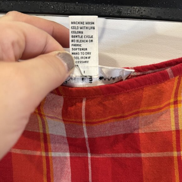 Vintage Josephine Chaus Sport Red and Orange Plaid Wrap Skirt EUC - Picture 8 of 9